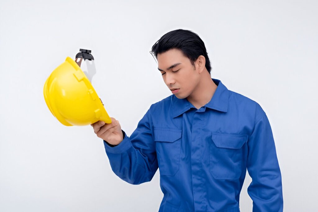 Removing safety helmet